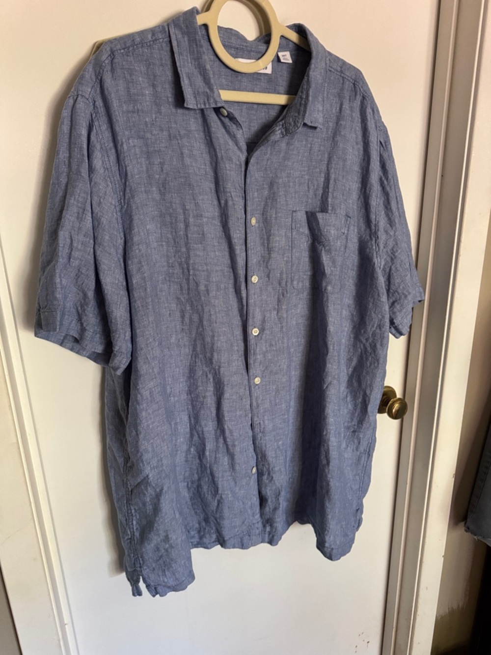 Caribbean Light Blue Short-Sleeve Linen Button-Up Shirt 2xlt